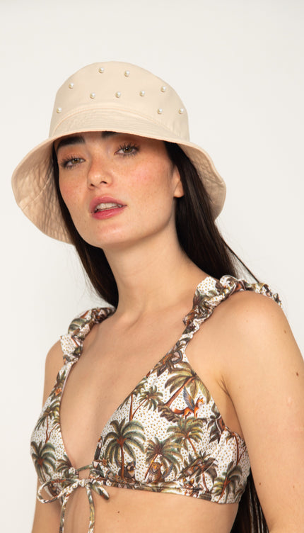 Bucket Hat con Perlas, Colección Selva Bari Swimwear - Bari, los mejores trajes de baño y Bikinis. Diseño y tecnología juntos.