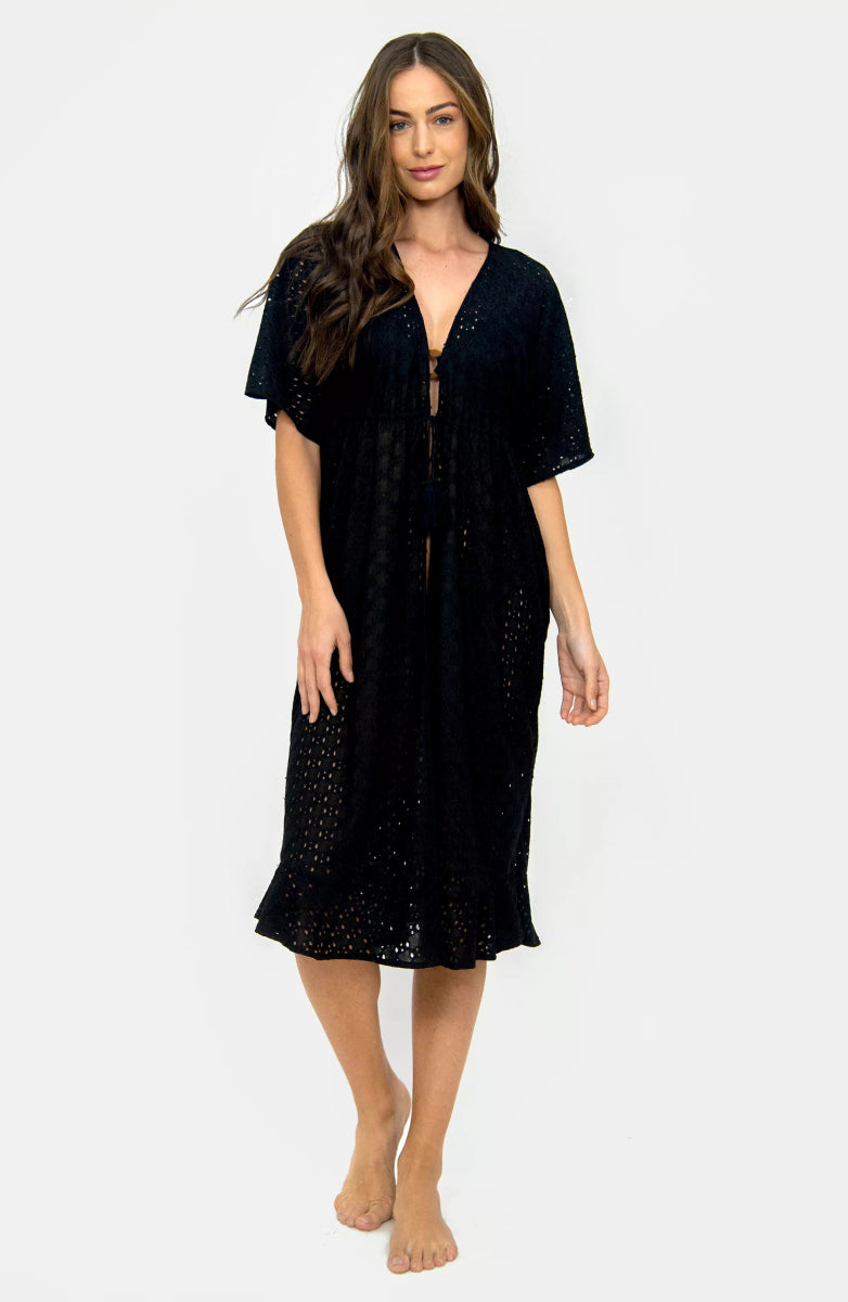 Black Palmas Crochet Maxi Dress